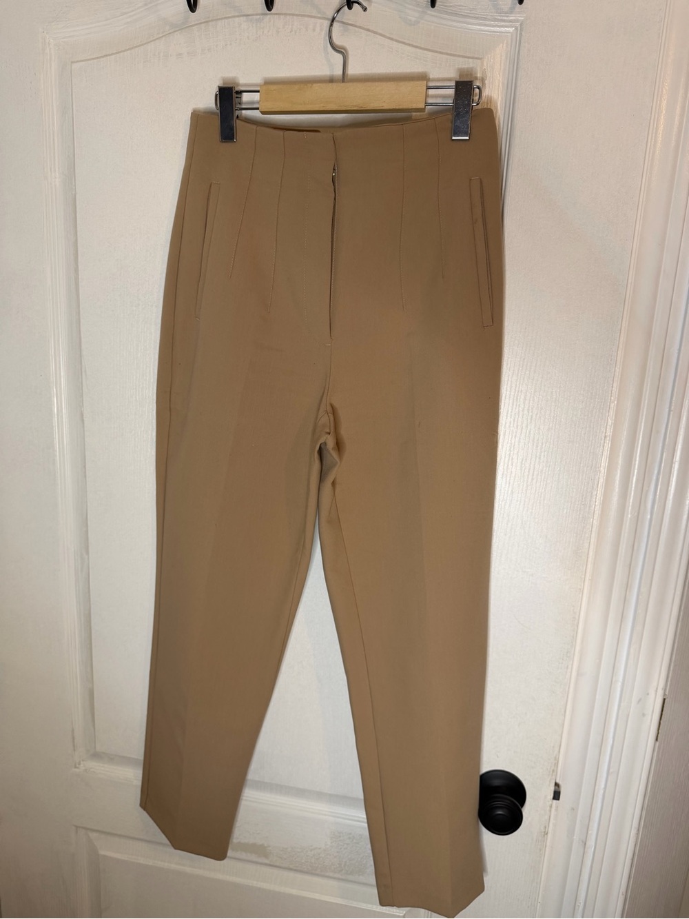 Zara Tailored High-Waist Tan Trousers
